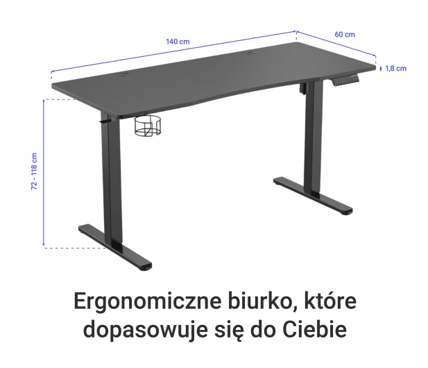 SILVER MONKEY Biurko elektryczne ED-140 black - 1162664 - zdjęcie 3